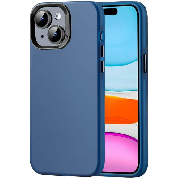 Phone Case for iPhone 15 Anti-Scratch Anti-Fingerprint Shockproof Bumper Cover Translucent Slim for iPhone 15 Case Blue
