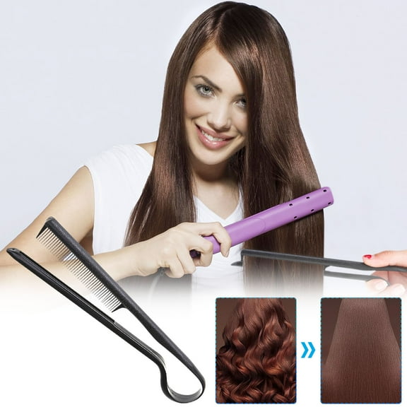 Latrodar Flat Comb Straightening Comb Salon Hair Brush Combs Hairdressing Styling Hair Straightener V-Shaped Straight Comb Straightener up to 50% Off