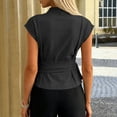 thumbnail image 6 of Sokhug Tank Top for Womens V Neck Halter Tops Wrap Sleeveless with Blouses Ring Detail Ruched Fitted Casual Tank Tops Black XL, 6 of 9