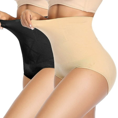 

FUNIER 2 Pack High Waist Shapewear Panties for Women Tummy Control Shaping Girdle Underwear Seamless Body Shaper Black+Apricot XL