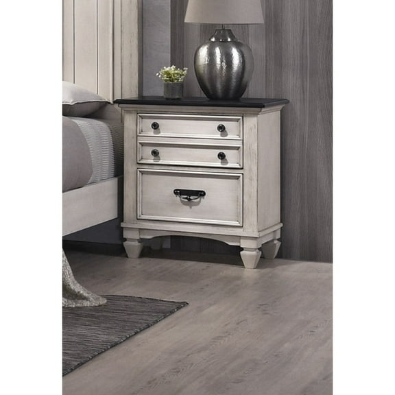 Miekor Furniture Beautiful Two-Tone Finish 1-Pc Nightstand End Table Two Storage Drawers Bedroom Furniture B5A9384
