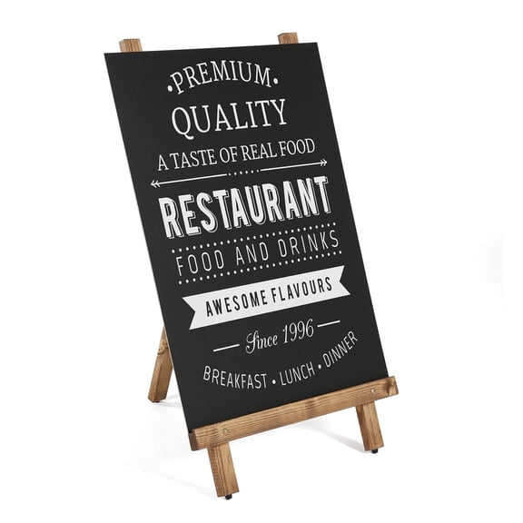 M&T Displays Basic Fir Wood A Board Single Sided with Magnetic Chalkboard, Advertisement Frame for Restaurant, Store, Office, Wedding, Party, Event, Home (Dark Wood, 20.50x40.50)