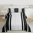 thumbnail image 2 of jejeloiu Vintage Damask Flowers Full Size Comforter Sets,Abstract Geometric Thombus Bedding Comforter Set,Black White Striped Bedding Sets For Kids,Breathable Home Decor Reversible,3-Piece, 2 of 8