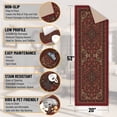 thumbnail image 4 of Ottomanson Medallion Bathroom Runner Rug 20" x 53" - Non Slip Low Pile Carpet, Red, 4 of 13