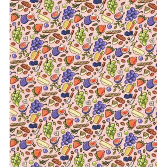 Picnic Time on Pink Cotton Fabric