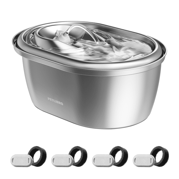 PETLIBRO Stainless Steel Cat Water Fountain, 101oz/3L Automatic Dispenser with 4 Filters & Sponges