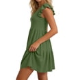 thumbnail image 4 of Uootdi Robes d'Été pour Femmes à Col en V, Manches à Volants, Ourlet à Volants, Robes Douces et Confortables, Coupe Décontractée, Mini Robes, Tenue de Vacances, Cadeau, 4 of 6