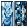 thumbnail image 2 of Designart "Focused Blue Op Art A Visual Journey III" Op Art Framed Wall Art Set Of 2 - Blue Abstract Framed Canvas Set For Living Room Decor, 2 of 7