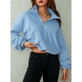 thumbnail image 4 of xiaxaixu Women's Spring Autumn Loose Sweatshirt Solid Color Long Sleeve Half Zip Up Pullover, 4 of 9