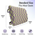 thumbnail image 5 of Mardi Gras Lumbar Pillow, Classical Diamond Line Rhombus Pattern in Traditional Carnival Colors, Soft Back Cushion Office Chairs with Adjustable Straps, 14" x 13", Purple Yellow Green, by Ambesonne, 5 of 7