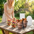 thumbnail image 2 of 50 Pack 12OZ Clear Plastic Cups with Dome Lids , Spoon and Sporks No Hole Disposable Fruit Cups for Dessert,Cupcake,Parfait,Pudding,Iced Cold Drinks,Snacks,Fruits,Bakeries,Ice Cream, 2 of 5