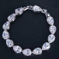 thumbnail image 5 of Silver Plated White Cubic Zircon Teardrop Tennis Shaped Bracelet for Women Party, 5 of 9