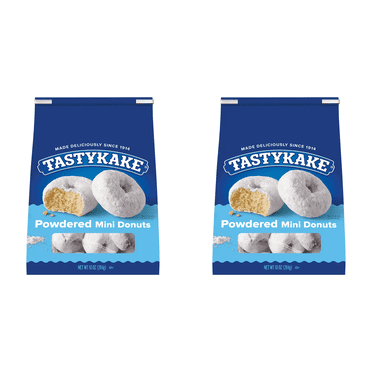 Tastykake Mini Powdered Sugar Donuts, 10 oz pack of 2, Powdered Sugar Donuts, Tastykake Donuts, Mini Donuts, Sweet Snacks, Pack of 2