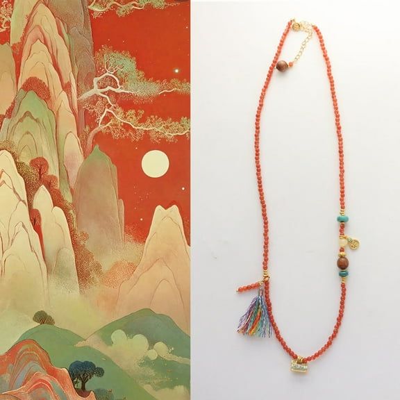 JEKIRA Nanhong Agate & Turquoise Bead necklace