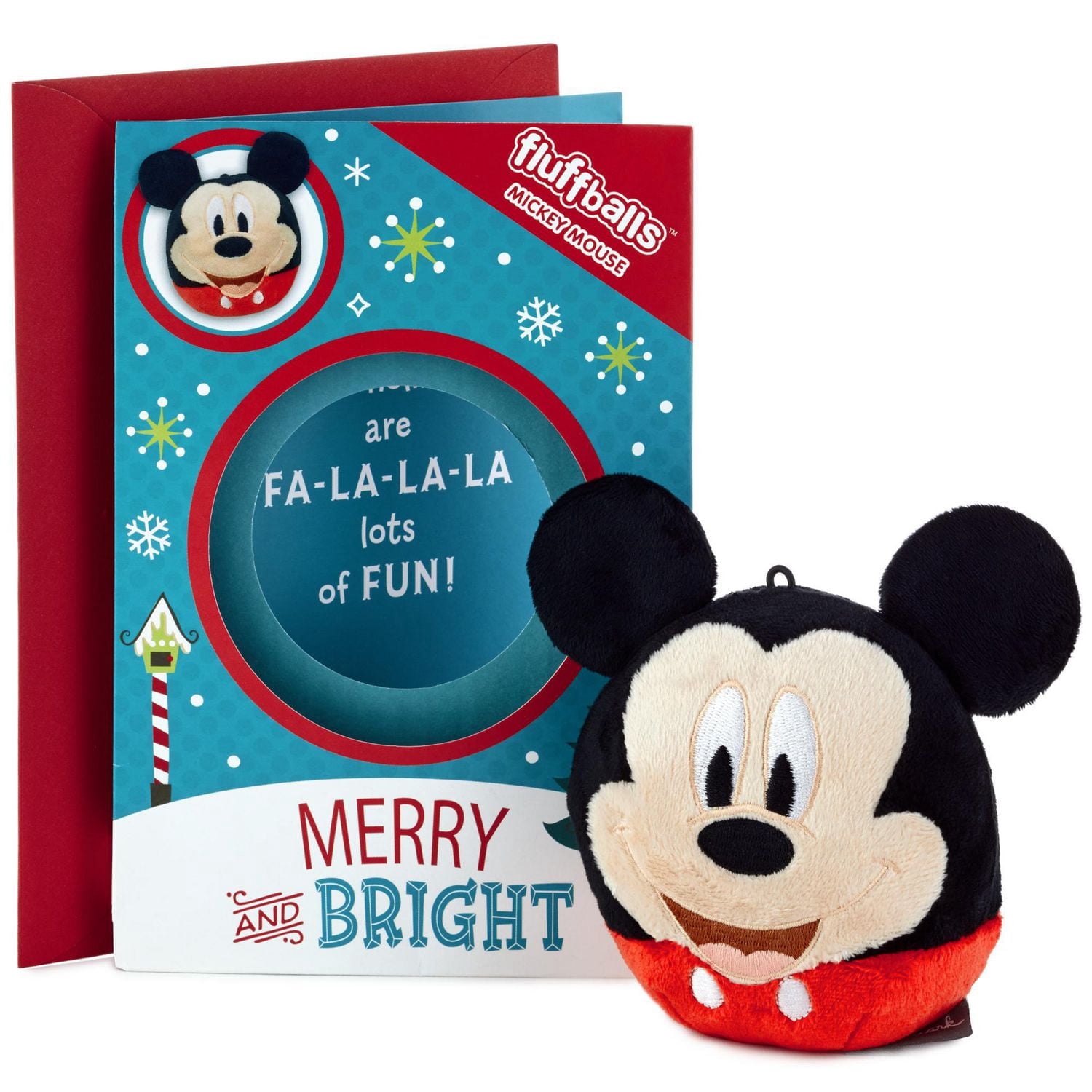 Hallmark Disney Mickey Mouse Christmas Card for Kid with Plush Toy (Mickey Mouse Fluffball)