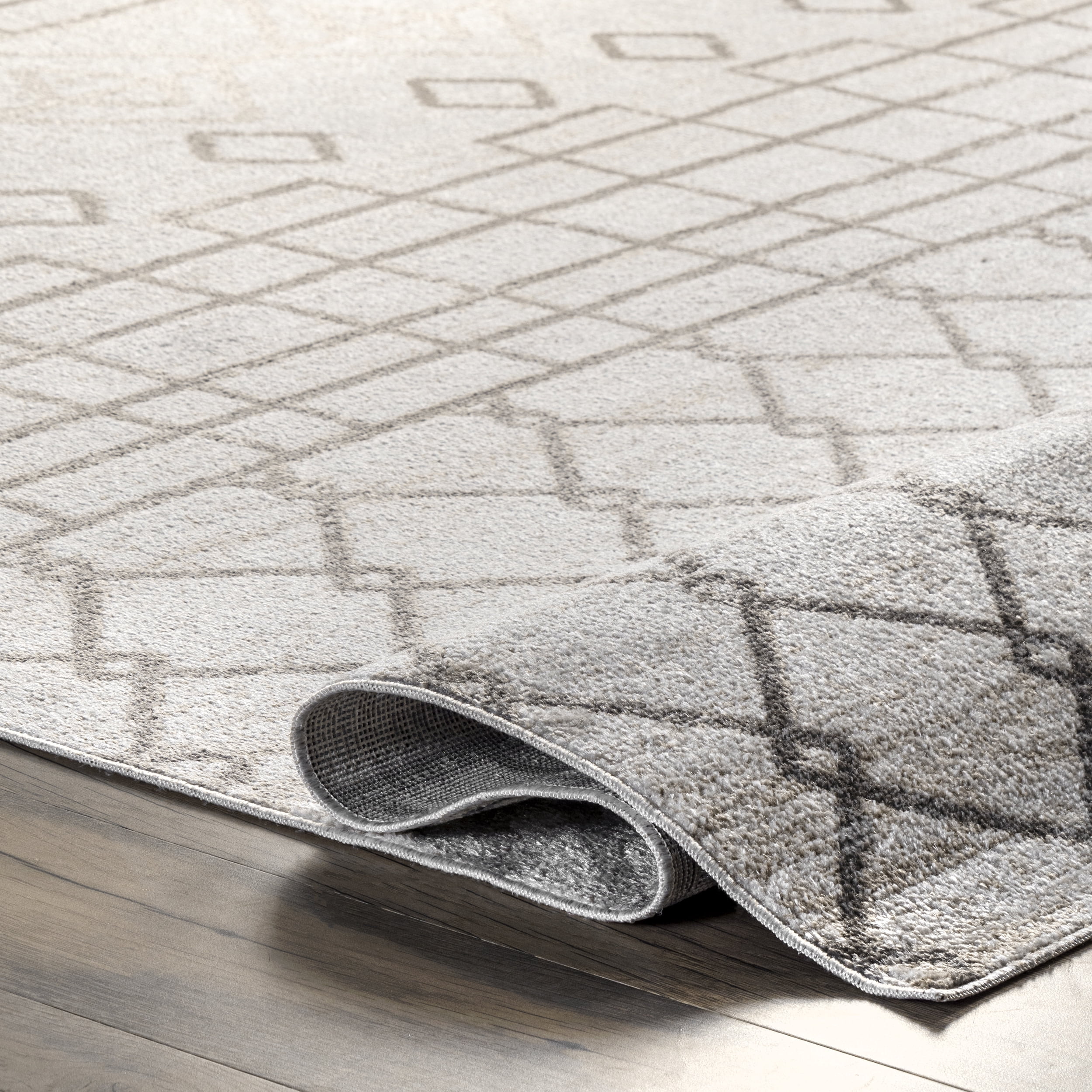 nuLOOM Mya Geometric Trellis Machine Washable Area Rug, 8' x 10', Gray