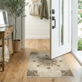 thumbnail image 2 of ODIKA 2'x3' Washable Doormat Large Vintage Layout Distressed Scroll Border Cream Farmhouse Boho Flowing for Entryway, Kitchen, Laundry Room, Non-Slip, Low Pile, 2 of 7