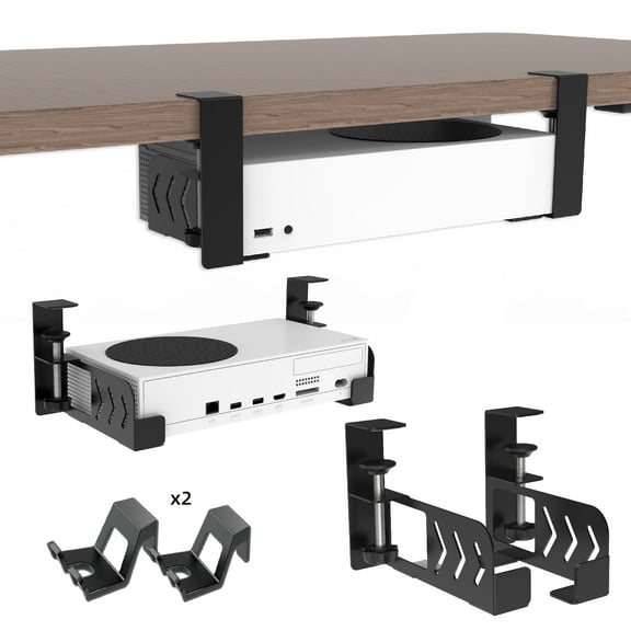 Under Desk Mount for Xbox Series S, Strong Clamp Installation, Tool-Free, No Drilling, No Tape, Durable Paint Finish