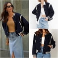 thumbnail image 6 of Zeagoo Women's Varsity Jacket Lightweight Bomber Jackets Spring 2 Pockets Button-up Casual Moto Fashion Baseball Outwear, 6 of 6
