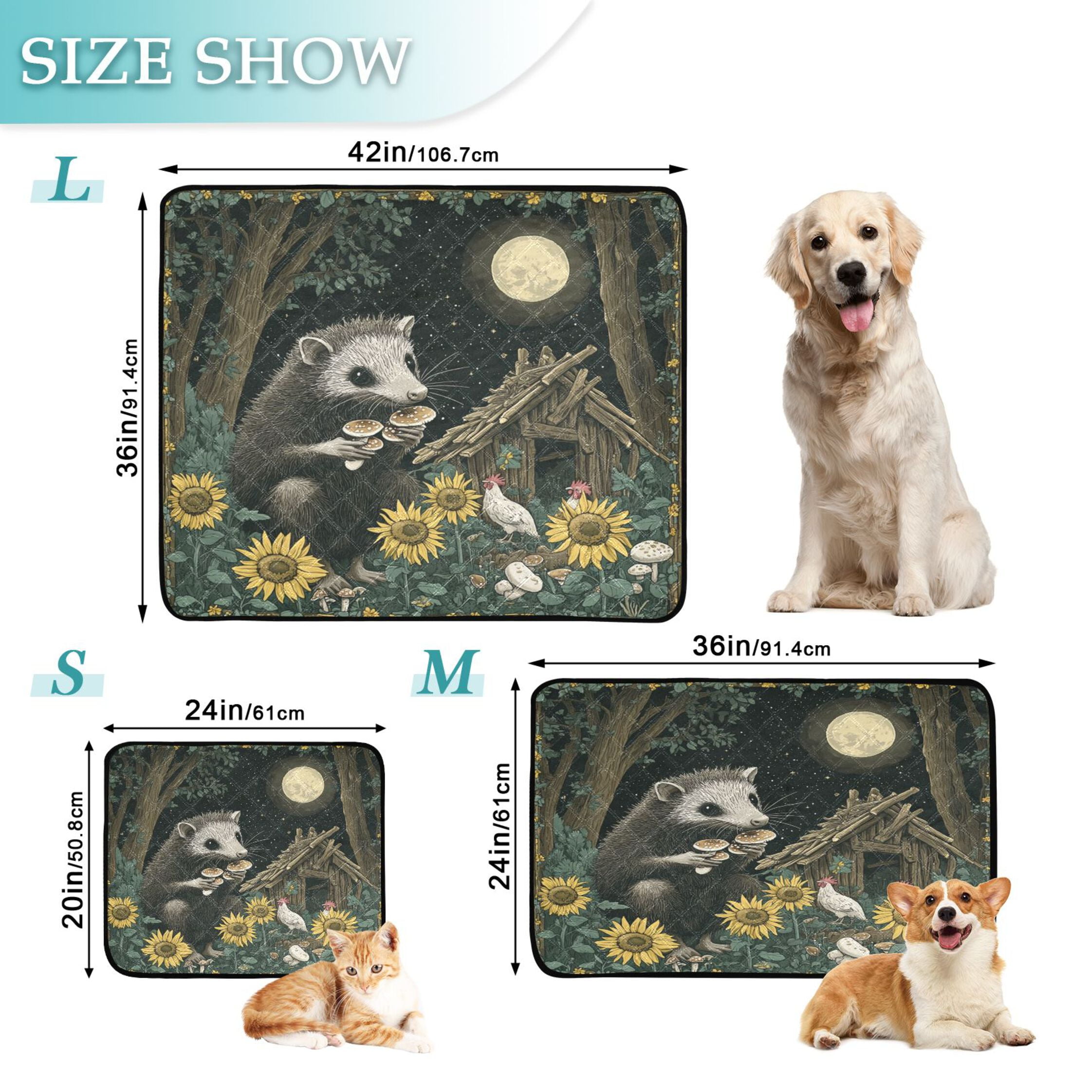 Qxltty Extra Large Possum Cat litter Pads Pet Set of 3 Diaper Mats Center Anti-leakage Layer Absorbent Soft and Comfortable