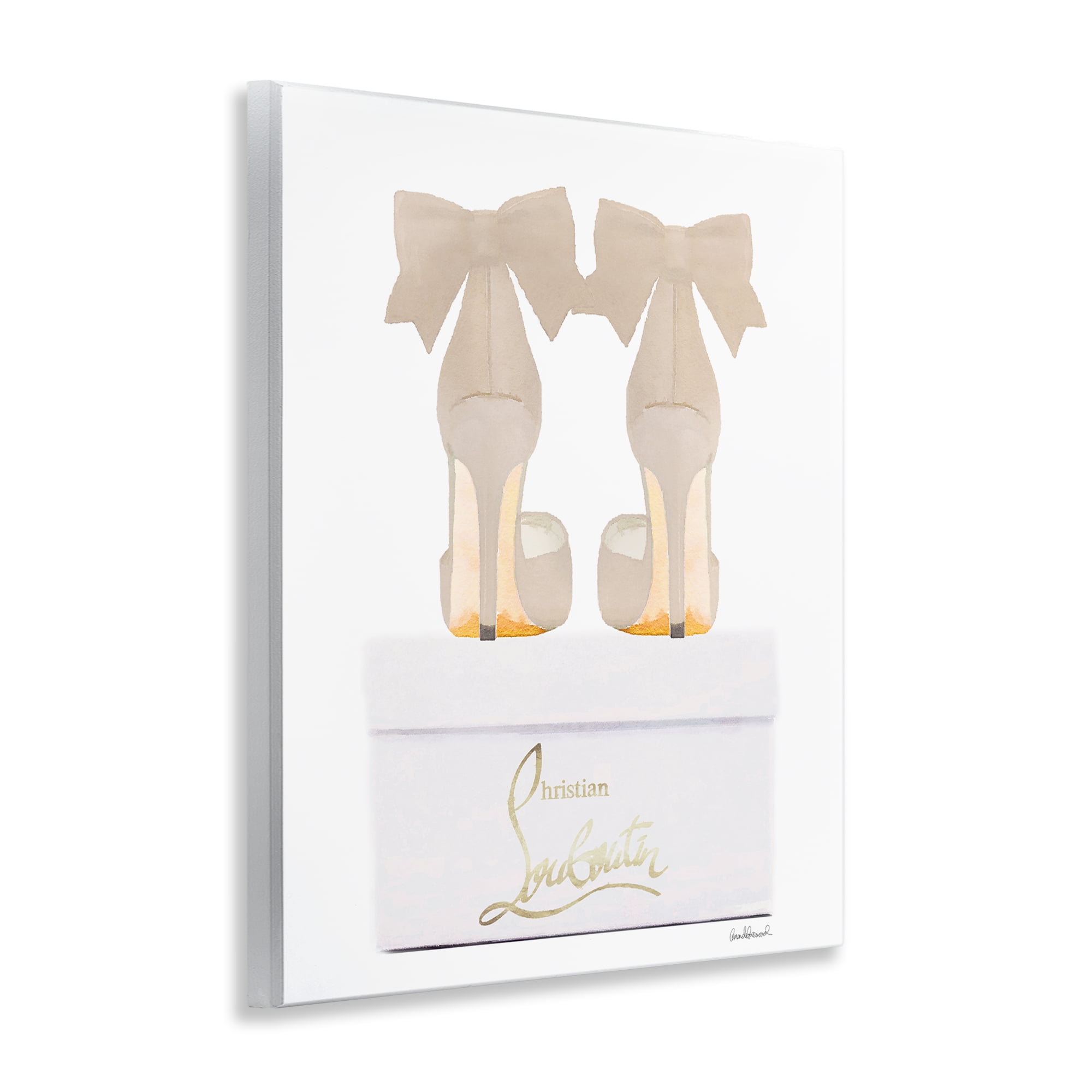 Stupell Industries Beige Bow Heels Fashion Painting Unframed Art Print Wall Art, 11 x 14