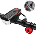 thumbnail image 1 of Juego de luces de bicicleta y luz trasera de faro de bicicleta recargable por USB con energía solar de bocina ShuxiuWang 8390614741546, 1 of 1