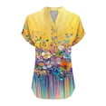 thumbnail image 3 of ATENAR T Shirts for Women Casual V Neck Womens Shirts Printed Tee Yellow XL, 3 of 6