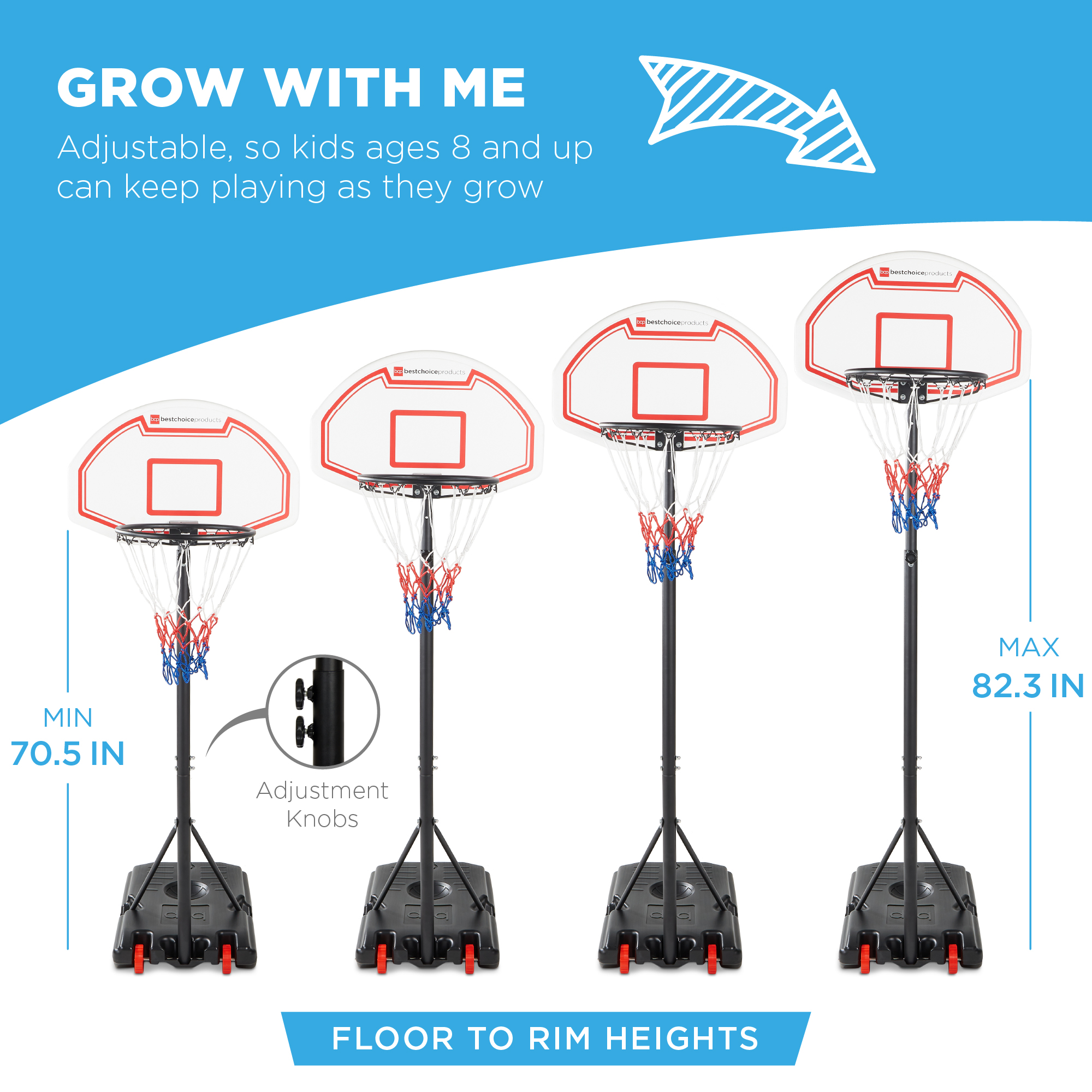 Best Choice Products Kids Height-Adjustable Basketball Hoop, Portable Backboard System w/ 2 Wheels - image 2 of 7