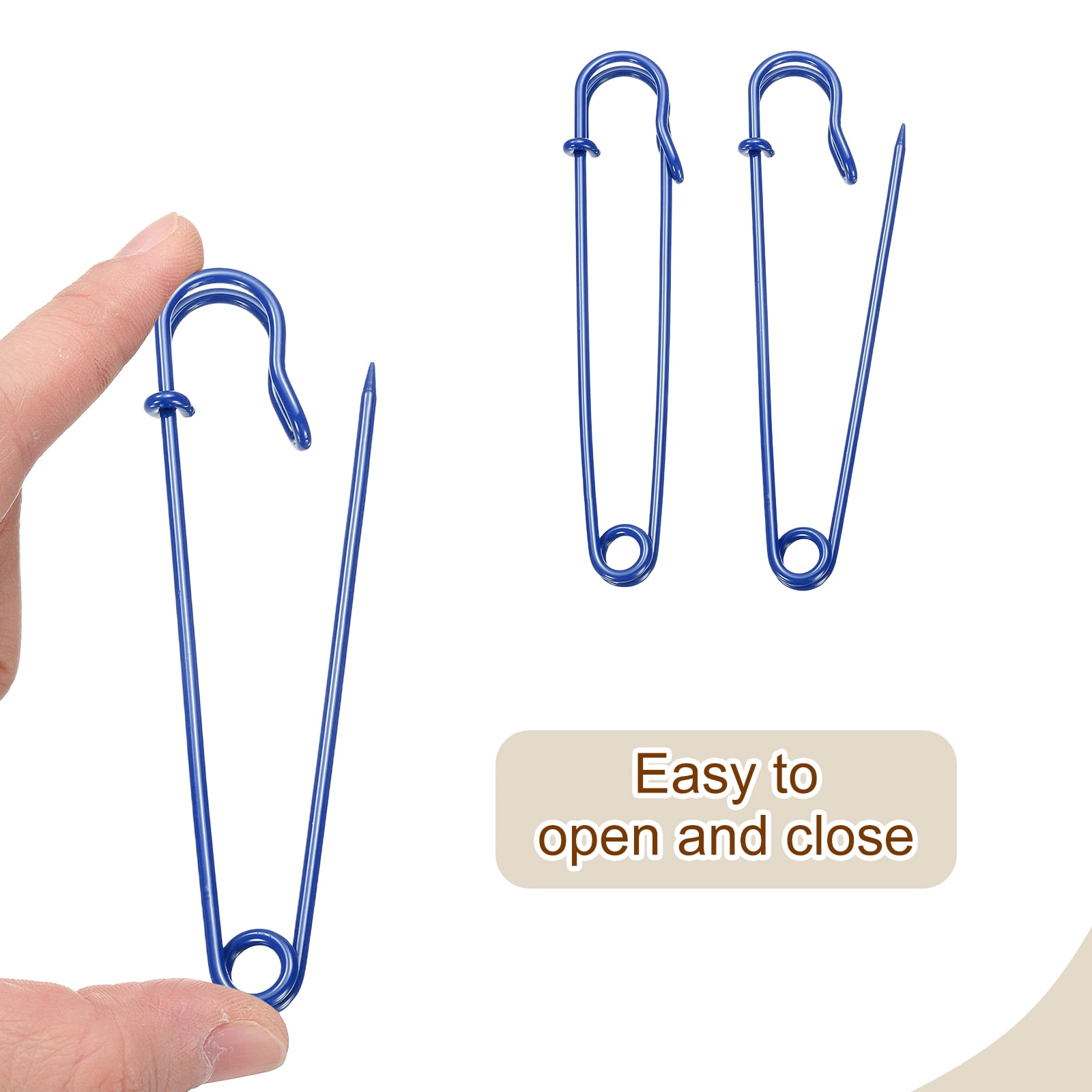 Uxcell 30pcs Safety Pins 100mm Baked Paint Large Safety Pin for Clothes, Blue