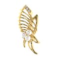 thumbnail image 1 of Gold-Tone & White Colored Metal Brooch-Pin With Bead Accents #LQP1398, 1 of 2