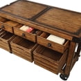 thumbnail image 2 of ACME Kaif 3-Drawer Wooden Kitchen Cart with 3 Baskets in Distress Chestnut, 2 of 3