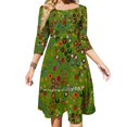 thumbnail image 1 of Vestido con escote cuadrado y estampado de espirales encantadoras sobre césped, bonito y holgado, elegante vestido de fiesta en la playa, 1 of 6