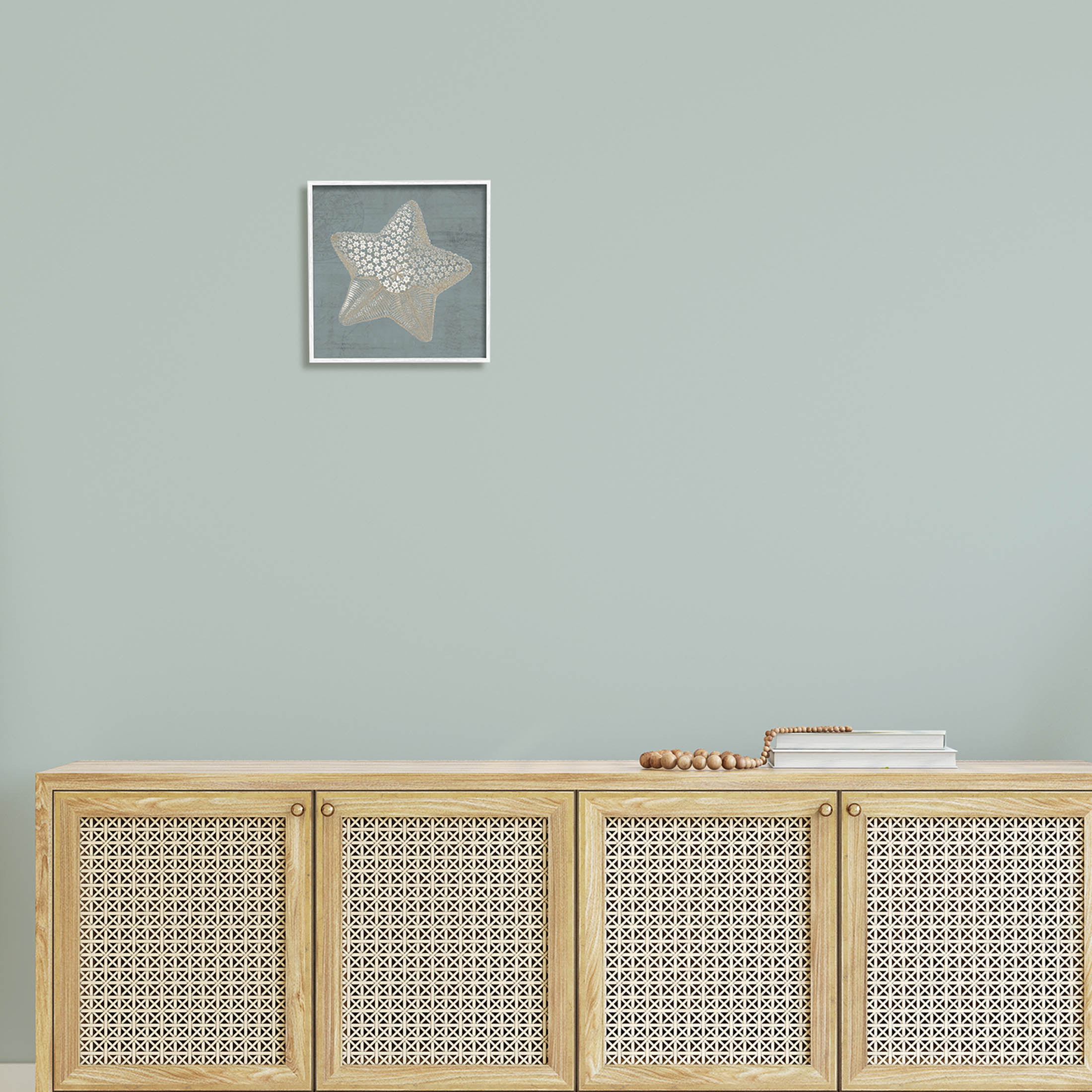 Patterned Starfish Aquatic Sea Life Animals & Insects Graphic Art White Framed Art Print Wall Art