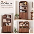 thumbnail image 6 of Weselon 70.86" Tall Arched Bookshelf with Fluted Doors, Modern Wooden Bookcase Cabinet, 5-Tier Walnut Display Shelf for Living Room Home Office, 6 of 12