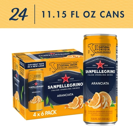 BBE,04/2026;Sanpellegrino Italian Sparkling Drink Aranciata  Sparkling Orange Beverage  24 Pack of 11.15 Fl Oz Cans 267.6 fl oz