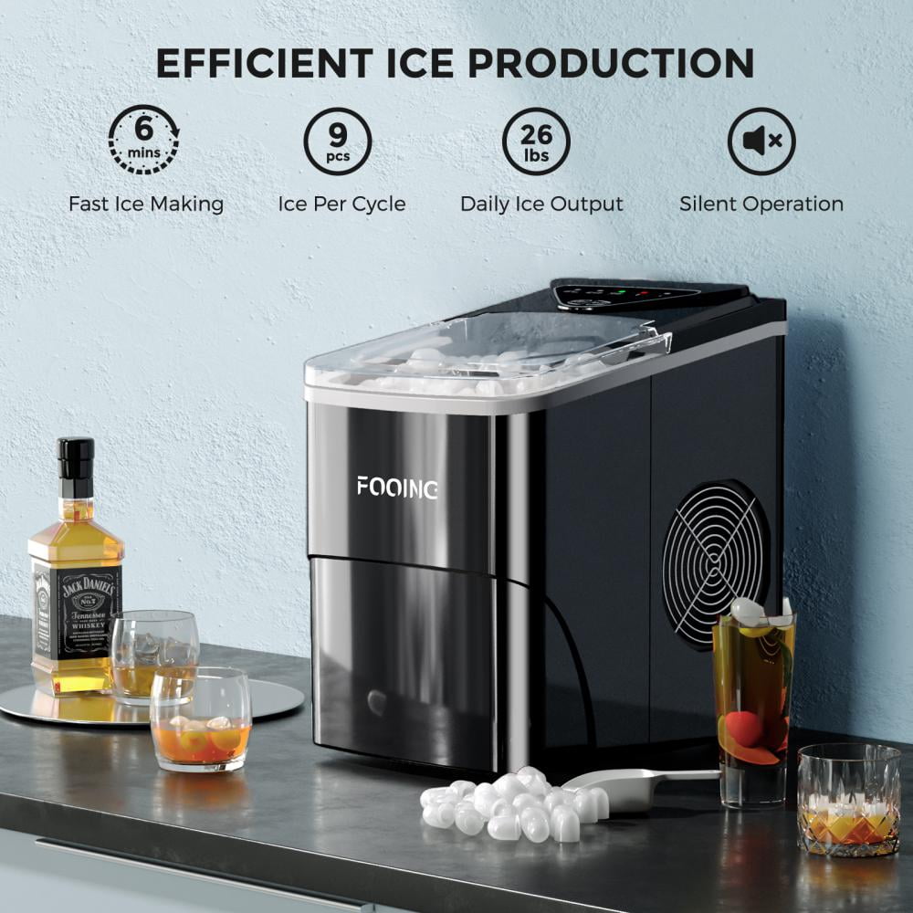 Automatic Self-Cleaning Ice Maker For Countertop, 26Lbs 24Hrs, 9 Cubes  Ready In 7Mins, Portable Ice Machine Maker With Led Indicator Lights, Ice  Scoop And Basket For Home Kitchen Office Bar Party -