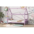 thumbnail image 2 of Twin Size Rubber Wood Platform Bed with Headboard and Footboard, Pink for Bedroom, 2 of 15