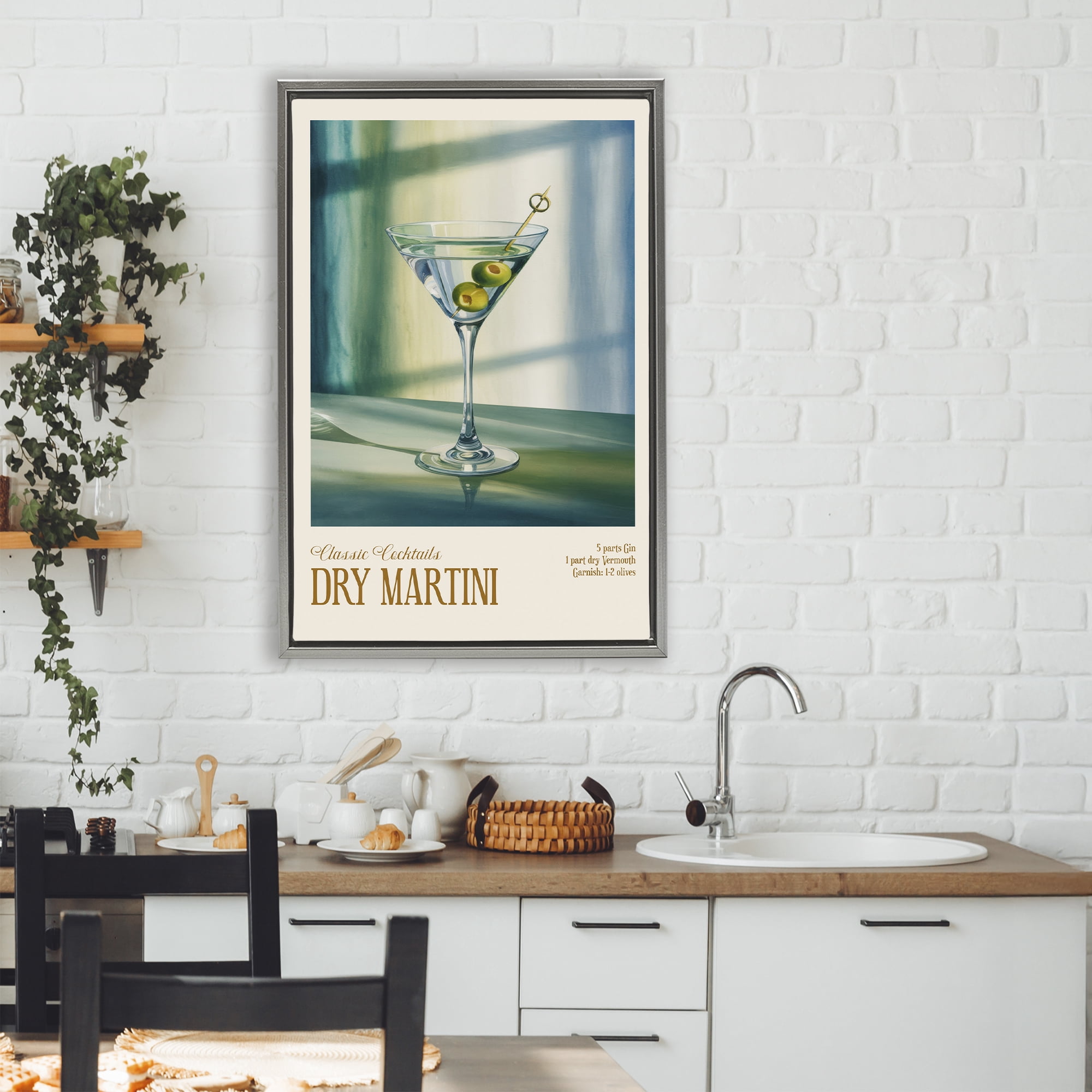 Stupell Industries Dry Martini on Surface Gray Framed Floater Canvas Wall Art, design by Andreas Magnusson