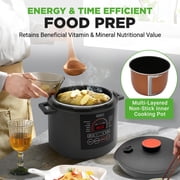 طباخ الضغط الكهربائي NutriChef بسعة 6 كوارت - طباخ ضغط رقمي ذو 9 وظائف - وقت ودرجة حرارة قابلان للتعديل - طهي، خبز، بخار، طهي على نار خفيفة - 13.1 x 11.4 بوصة - أسود