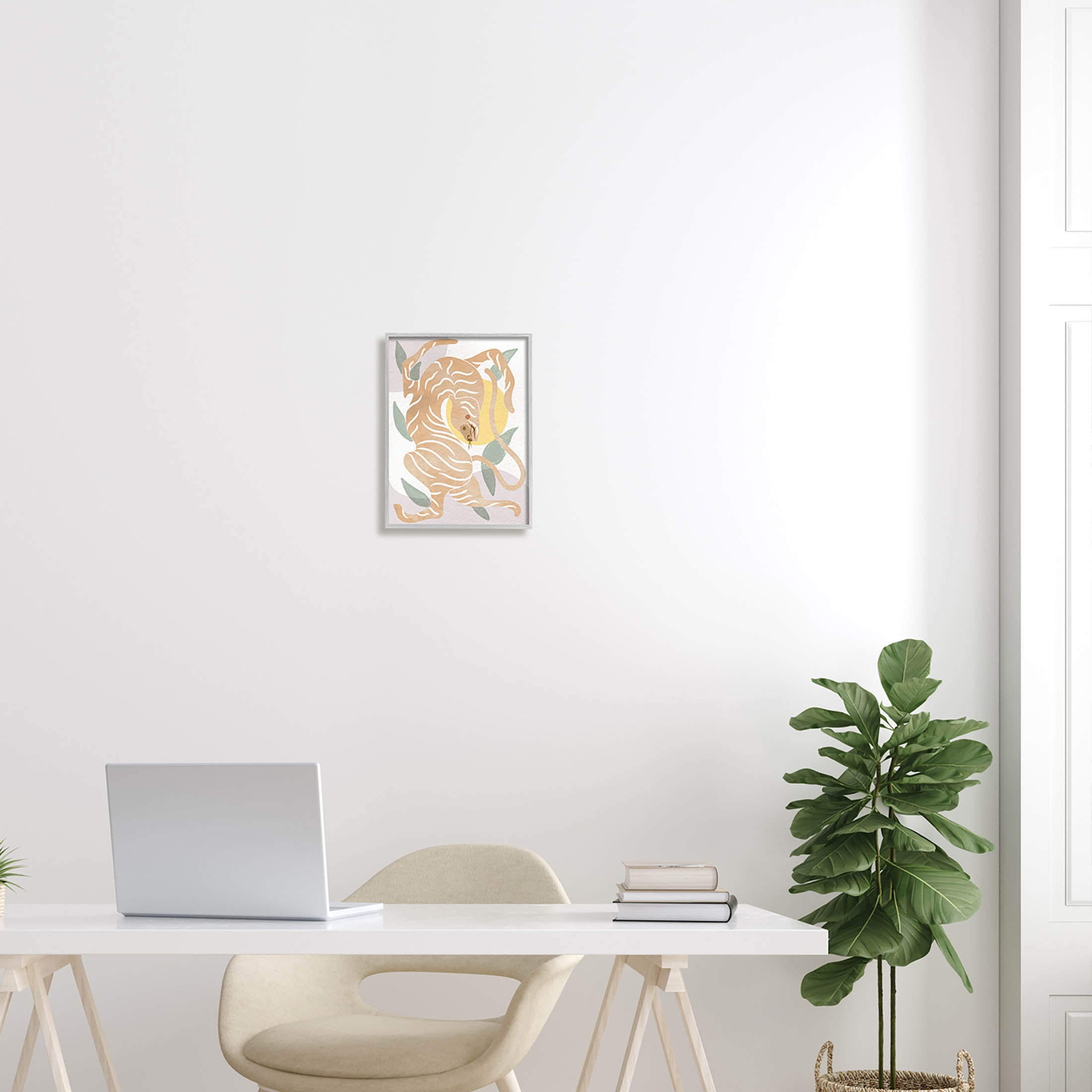 Abstract Tiger Geometric Pattern Animals & Insects Graphic Art Gray Framed Art Print Wall Art