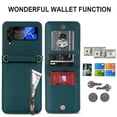 thumbnail image 4 of Allytechgroup Wallet Case for Samsung Galaxy Z Flip 4 with Crossbody Strap, Premium PU Leather Zipper Pocket Shockproof Cards Holder Phone Case for Women Girls, Darkgreen, 4 of 8
