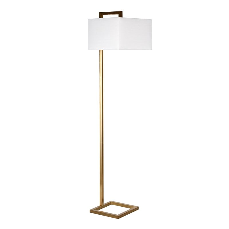 Henn Hart 68 Metal Brass Floor Lamp With Square Fabric Shade Canada Henn Hart 68 Metal Brass Floor Lamp, How To Clean A Brass Floor Lamp