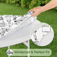thumbnail image 5 of Black and White Football Elements Pattern Round Fitted Tablecloth with Elastic Edge,Dining Table Cover Waterproof,Outdoor Round Tablecloth for Camping,Dining,Indoor and Outdoor, 5 of 7