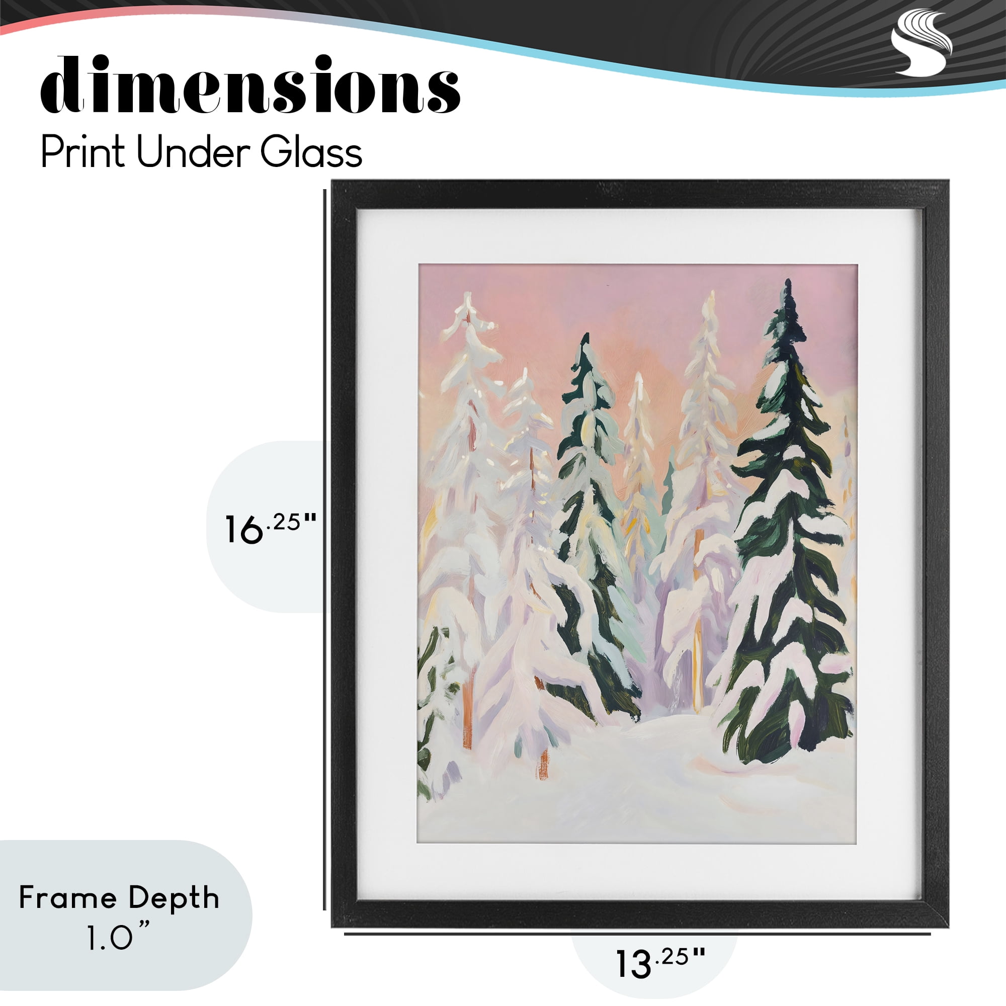 Stupell Industries Peachy Pastel Winter Forest Black Framed Print Under Glass, design by The Prints Vibe