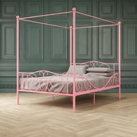 DHP Canopy Metal Bed, Full Size Frame, Pink