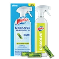 Windex Dissolve Concentrated Pods, Multisurface Cleaner Starter Kit contains 1 Reusable Bottle, 3 Concentrated Dissolvable Pods