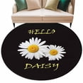 thumbnail image 2 of Round Area Rug 8 Ft, White Daisy Washable Non-Slip Circle Carpet for Living Room/Bedroom, Spring Hello Daisy Floral Black Collection Low-Profile Large Area Rugs for Indoor, 2 of 7