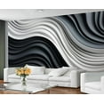 thumbnail image 2 of Nordic Light Luxury Wall Murals, Black Wave White Lines Murals For TV Background, 3D Poster For Living Room, Minimalist Wall Photo, Wave Lines Home Decor & Gift 118"W x 83"H (Not Peel and Stick), 2 of 6