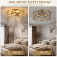 thumbnail image 5 of Garwarm 20" Gold Crystal Ceiling Fan with Lights and Remote, Flush Mount Fandelier, Low Profile Caged Bladeless Ceiling Fan for Bedroom, Living Room, Kitchen, 5 of 20
