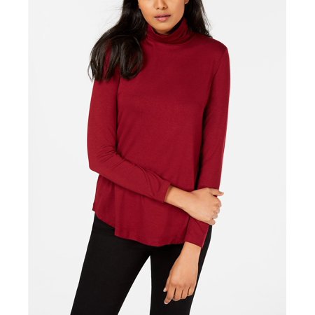 JM Collection Women's Turtleneck Top Red Size Petite Medium